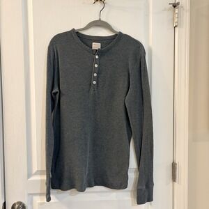 Men's Waffle Knit Thermal Henley Work Shirt Size Small